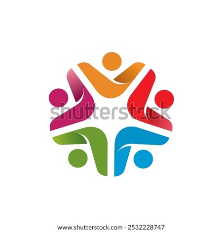 Creative Colorful Five People Logo Design Vector Symbol Illustration	
