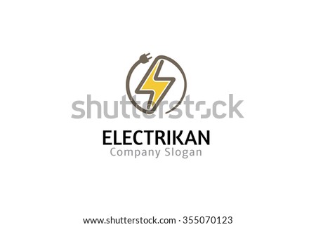 Plug Power Energy Bolt Thunder Circle Logo Symbol Design Illustration