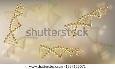 Science background with gold DNA helix. Science Concept for cosmetic or healthcare, medical, biotechnology or chemistry. 
