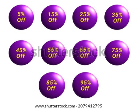 Image of ten purple spheres for use with 5%off, 15%off, 25%off, 35%off, 45%off, 55%off, 65%off, 75%off, 85%off and 95%off