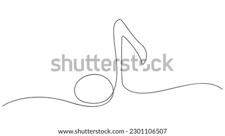 Continuous one line drawing abstract music note background, notes vector illustration.