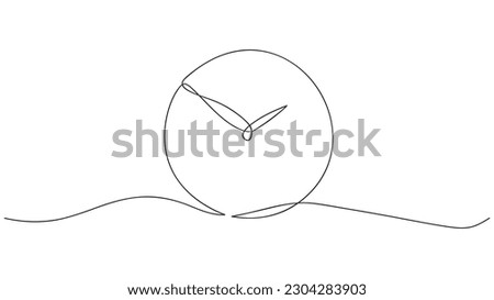 Continuous one line drawing Clock icon on white background.Vector