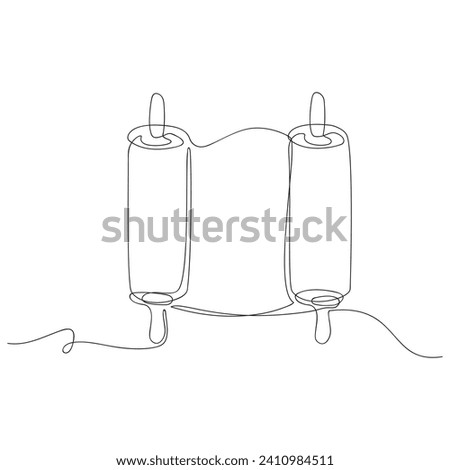 Torah scroll. One continuous line drawing.Vector illustration