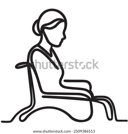 Continuous one line drawing disability people. Disabled man in wheelchair. Accessibility, rehabilitation invalid person, people activities. vector illustration