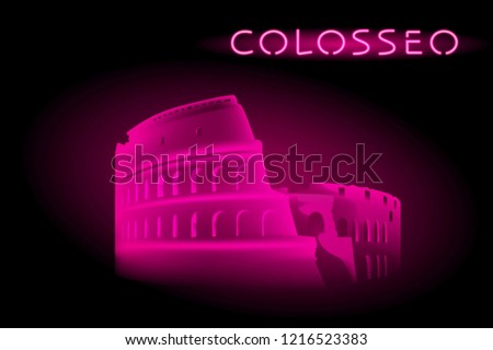 Neon Colosseum
Vector drawing of the Colosseum in Rome in neon light. Neon inscription in Italian - Colosseum. EPS-10.