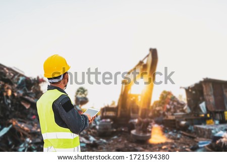 Foreman controls the recycle waste separation of recyclable waste plants. Waste plastic bottles and other types of plastic waste.