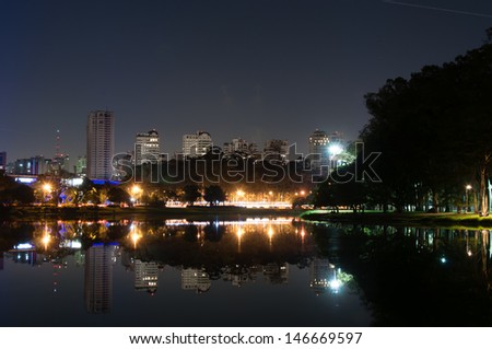 Night view of the city sao paulo, Ibirapuera Park