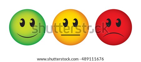 Buttons to vote on survey. Happy, straight face and sad emoticon. 