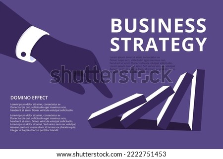 Domino effect. Business changes poster. Disrupt blocks chain. People disaster strategy. Arrow man hand. Marketing work. Businessman with falling bones. Vector graphic recent illustration