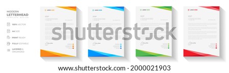 corporate modern letterhead design template with yellow, blue, green and red color. creative modern letter head design template for your project. letterhead, letter head, simple letterhead design. Foto stock © 