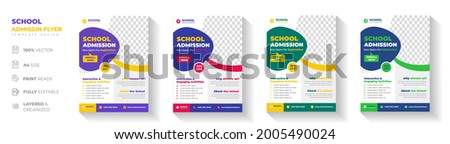 School admission flyer design set. back to school flyer design set. Back to school admission flyer. school admission template for flyer design. vector illustration.