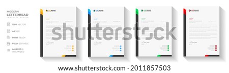 corporate modern letterhead design template with yellow, blue, green and red color. creative modern letter head design template for your project. letterhead, letter head, Business letterhead design. Foto stock © 