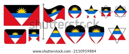 Antigua and Barbuda flag design. Antigua and Barbuda national flag vector design set. Antigua and Barbuda flag vector illustration