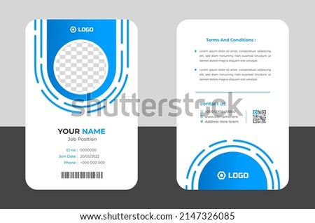 Modern and clean business id card template. professional id card design template with blue color. corporate modern business id card design template. Company employee id card template. Stock fotó © 