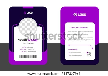 Company employee id card template. Modern and clean business id card template. professional id card design template with purple color. corporate modern business id card design template.  Stock fotó © 