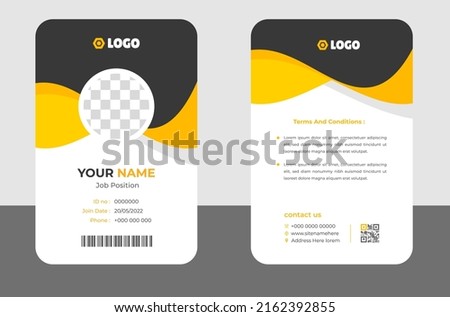 Modern and clean business id card template. professional id card design template with yellow color. corporate modern business id card design template. Company employee id card template. Stock fotó © 
