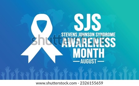 August is Stevens Johnson Syndrome SJS Awareness Month background template. Holiday concept. background, banner, card, and poster design template with ribbon, text inscription and standard color.