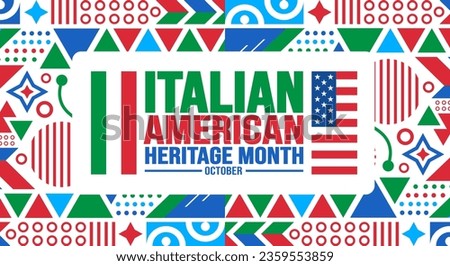 October is Italian American Heritage Month background template. Holiday concept. background, banner, placard, card, and poster design template with text inscription and standard color. vector