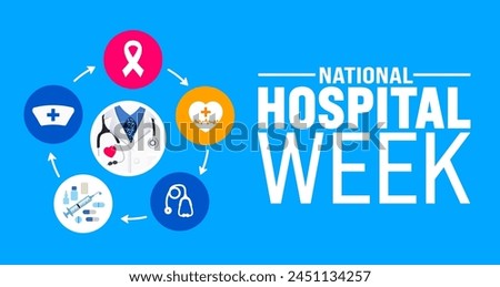 May is National Hospital Week background template. Holiday concept. use to background, banner, placard, card, and poster design template with text inscription and standard color. vector illustration.