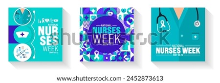 6th to 12 May is National nurses week social media post banner background template set. nurse dress, medical instrument, medicine, Medical and health care concept. Celebrated annually in United States