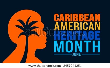 June is Caribbean American Heritage Month background template with Caribbean man and palm tree vector design. Holiday concept. used to background, banner, placard, card, and poster design template.