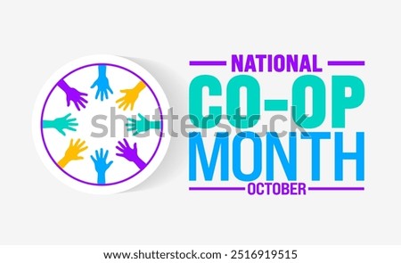 National Co op Month background or banner design template is observed every year in October. Holiday concept. Template for card, poster, placard, template. eps 10