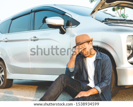 Similar – Image, Stock Photo He sat outside the door, looked at his hands and wondered if he had washed them thoroughly.