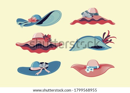 Colorful Kentucky Derby Hats Set Vector Illustration
