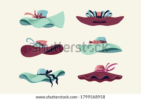 Colorful Kentucky Derby Hats Set Vector Illustration