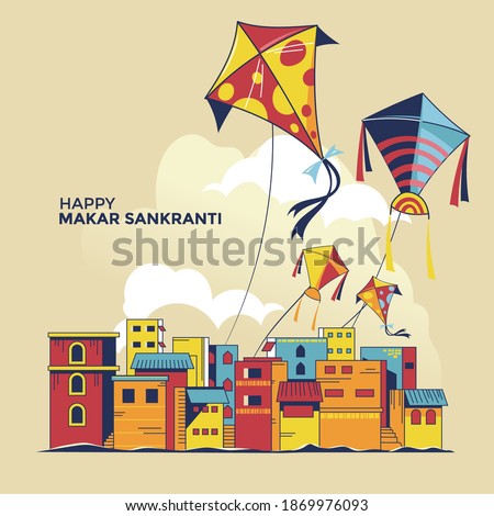 Children fly kites for the holiday Makar Sankranti Hindu harvest festival