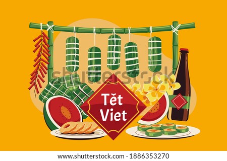 Vietnamese new year concept. Translation "Tet": Lunar new year