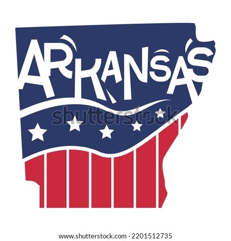 United States of America Map USA Arkansas State with Cutting Paper and Graffiti Style