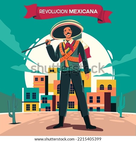 Revolucion Mexicana mean Mexican Revolution Concept Illustration