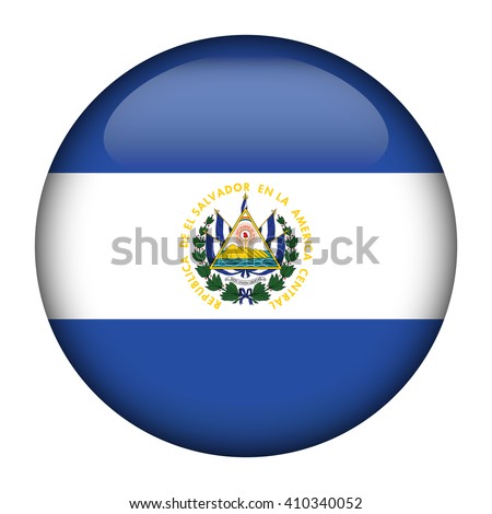 Round glossy Button with flag of El Salvador