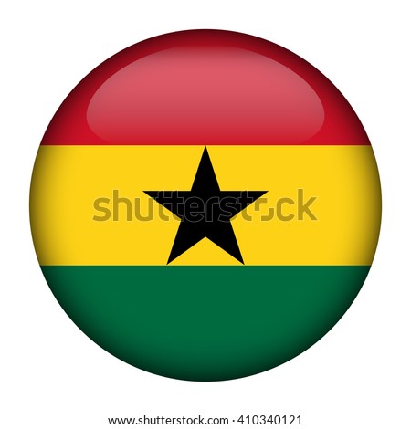 Round glossy Button with flag of Ghana 