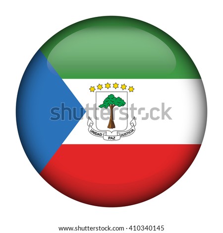 Round glossy Button with flag of Equatorial Guinea