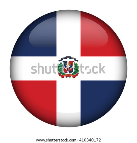Round glossy Button with flag of Dominican Republic
