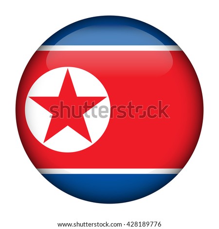 Round glossy Button with flag of North Korea