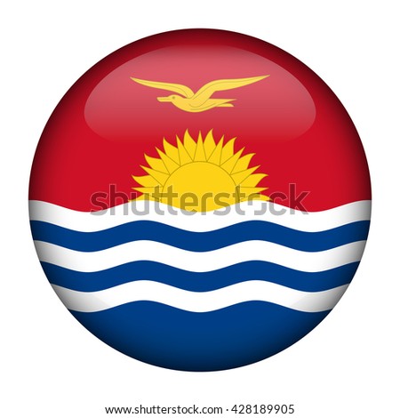 Round glossy Button with flag of Kiribati