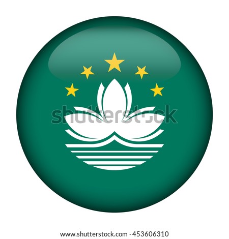 Round glossy Button with flag of Macau