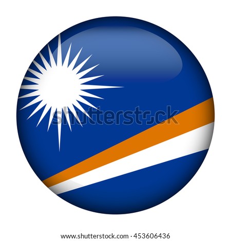 Round glossy Button with flag of Marshall Islands