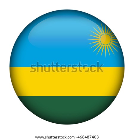 Round glossy Button with flag of Rwanda