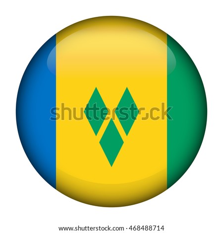Round glossy Button with flag of Saint vincent