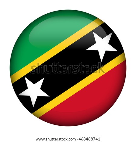 Round glossy Button with flag of Saint Kitts and Nevis