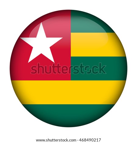 Round glossy Button with flag of Togo