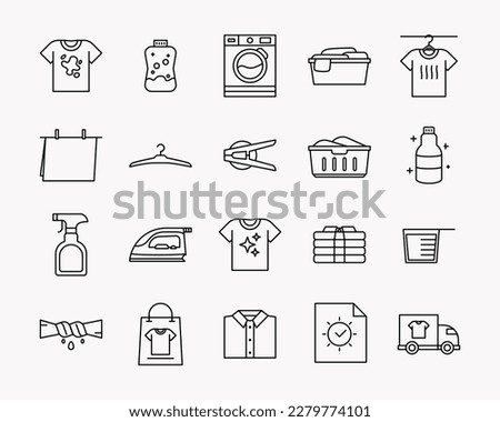 20 vector laundry icon in outline style. Perfect for element design brochure,UI App,etc.
