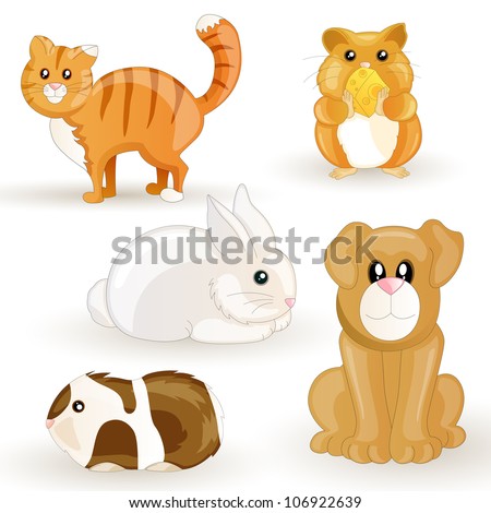 Vector Set Of Cartoon Pets - 106922639 : Shutterstock