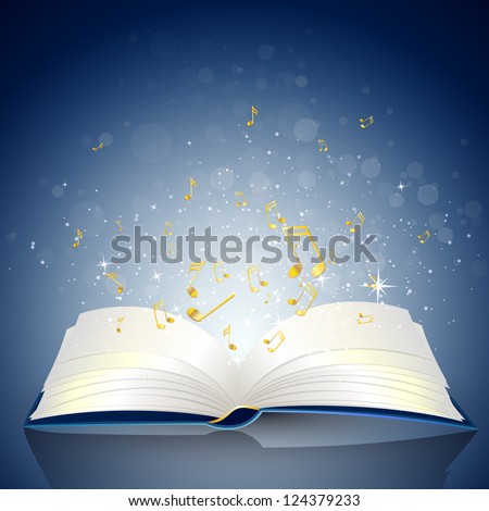 Vector Illustration of an open Book with Notes