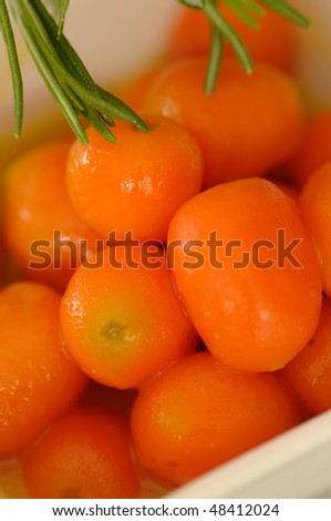 Boiled carrots in round shape as a garnish
