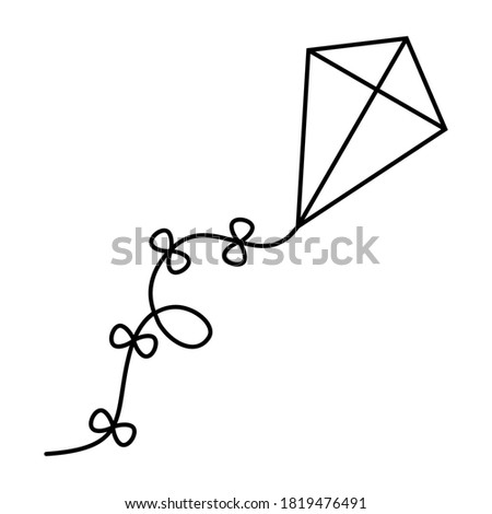 Kite line icon. Outline vector illustration isolated on white background. Coloring book page for children.